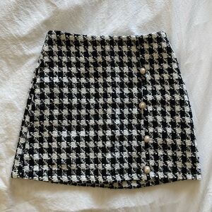 Blushmark Black & White Plaid Bodycon Skirt - XS